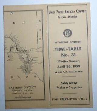 Union Pacific Railroad 1959 Employee Timetable - Wyoming Division 31
