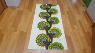 Awesome Rare Vintage Mid Century Retro 70s Green Brown Floral Fabric A