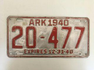 1940 Arkansas License Plate All Paint