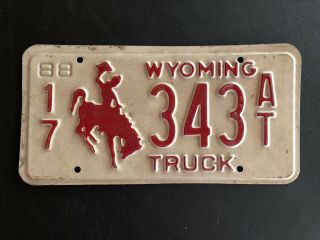 Vintage 1988 Campbell County Wyoming Truck License Plate 17 343 At