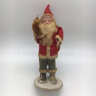 Rare Old Antique German Santa Claus Belsnickle Christmas Tree Krampus Toy Sack