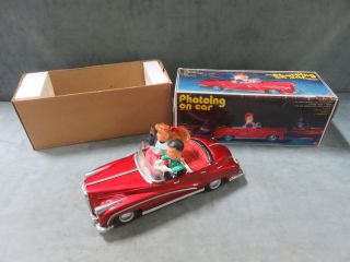 Vintage Photoing On Car Me630 Tin Battery Operated Toy Rolls Royce