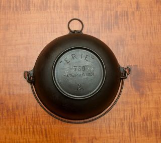 Rare Antique No.  2 " Erie " Cast Iron Scotch Bowl With Heat,  P/n 780 Pat Mar.  10.  91