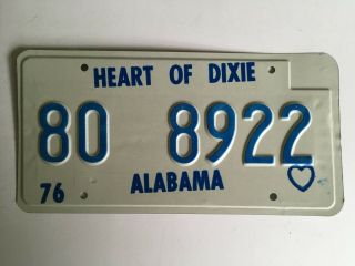 1976 Alabama License Plate Error Bottom Legend Is Off Center All Nic
