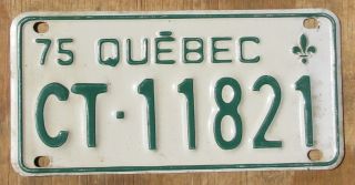 Quebec Motorcycle Size License Plate 1975 Ct 11821