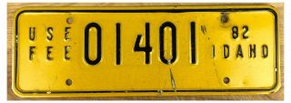 Idaho 1982 Use Fee Truck Permit License Plate 01401