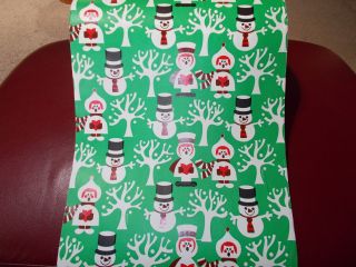 Vtg Christmas Department Store Wrapping Paper 2 Yards Gift Wrap Snowman Carolers