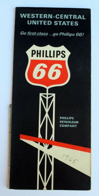 1965 Phillips 66 Western - Central United States Vintage Road Map By H.  M.  Gousha