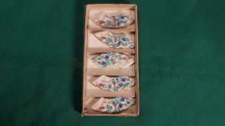 Vintage Chopstick Rests Set Of 5 Porcelain Floral Flower White Elegant Japanese