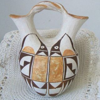 Vintage Acoma Pueblo Native American Indian Wedding Vase W/twisted Handle