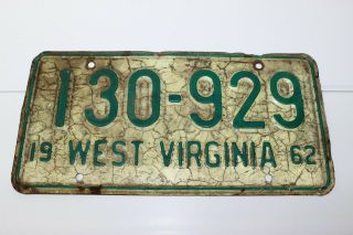 1962 West Virginia License Plate - - - - 130 - 929