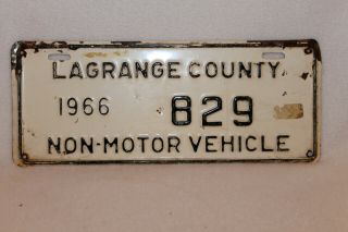 Vintage 1966 Indiana Lagrange County License Plate - Tag 829