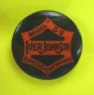 Vintage Iver Johnson Arms & Cycle Model 30 Clothing Button Pinback Bicycle