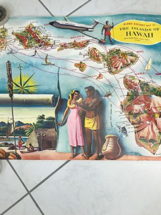 2 HAWAII VINTAGE TRAVEL ADVERTISEMENT POSTERS AIRLINES 8