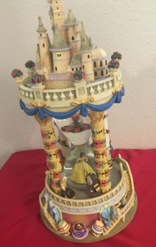 Disney Beauty And The Beast Hour Glass Snow Globe Belle Musical Castle