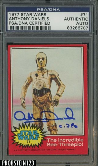 1977 Topps Star Wars 71 Anthony Daniels Signed Auto C - 3po Psa/dna Certified