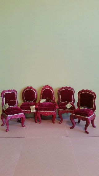 Mark Roberts Red Velvet Fairy Chairs - Total Of 5 Chairs