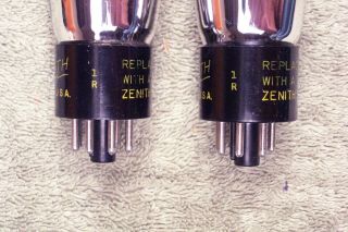 Two,  Zenith 6J5G,  tall shouldered glass,  black round plates match date pr,  6J5 3