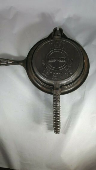 Griswold Straight Logo Cast Iron Waffle Maker No 8 Base 975b C He