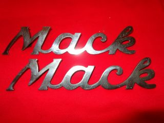 2 Vintage Mack Truck Side Ornament Emblems Rare Script Design