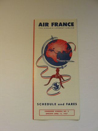 1957 Air France Schedule And Fares