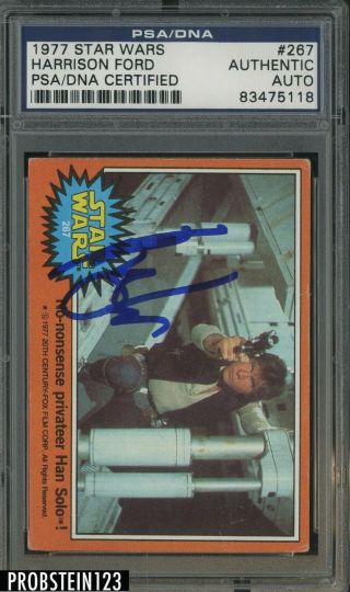 1977 Topps Star Wars 267 Harrison Ford Signed Auto Autograph Psa/dna