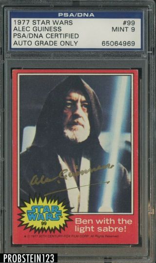 1977 Topps Star Wars 99 Alec Guiness Signed Gold Ink Auto Psa/dna Psa 9