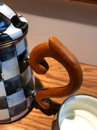 Mackenzie Childs Coffee Pot Sugar Bowl Courtly Check Enamel 3 Piece Stacking Set 5