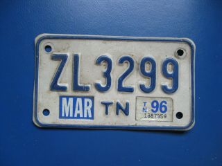 1996 Tennessee Motorcycle License Plate Zl3299