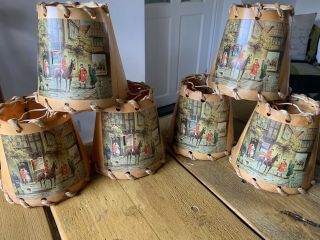 A Set Of Six Vintage 1960s Lamp Shades With Hunting Scene From A Pub