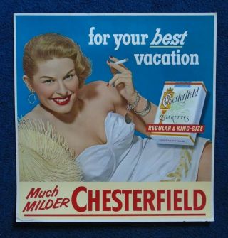 Chesterfield Cigarette Sexy Store Cardboard Sign Advertisement 21 " X 22 "