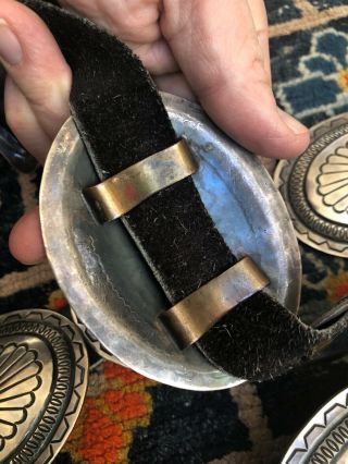 Huge Navajo Native American Stamped Sterling Silver Old Pawn Concho Belt 9