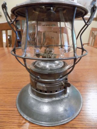 PRR Brass Top Bell Bottom Railroad Signal Lantern With PRR Clear Cast Globe 3