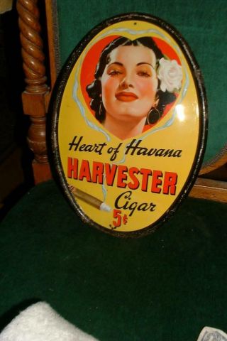 Circa 1930s Heart Of Havana Cigars Single - Sided Tin Litho Sign