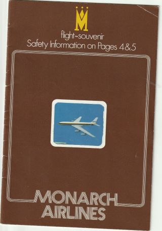 Monarch Airlines Flight Souvenir & Safety Information Airline Brochure