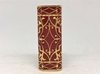 Auth Cartier X Roy King K18 Gold - Plated Engraved Etched Decor Lighter Red/gold