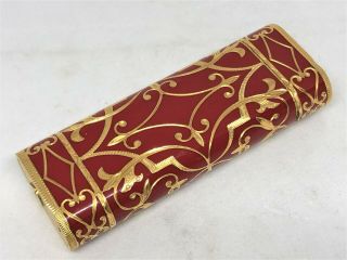 Auth CARTIER x Roy King K18 Gold - Plated Engraved Etched Decor Lighter Red/Gold 5