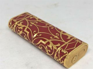 Auth CARTIER x Roy King K18 Gold - Plated Engraved Etched Decor Lighter Red/Gold 6