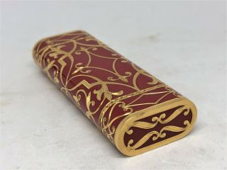 Auth CARTIER x Roy King K18 Gold - Plated Engraved Etched Decor Lighter Red/Gold 8