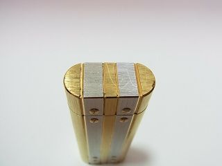 Cartier Paris Gas Lighter Oval Santos Two - tone Gold Silver Auth Swiss 6