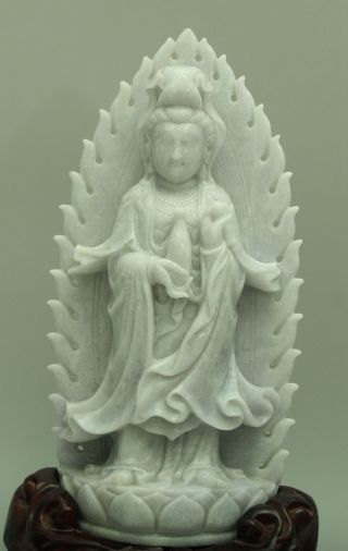 Certified Green Natural A Jade Jadeite Statue Sculpture Bodhisattva 菩萨 Q70872q6