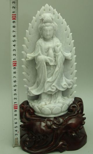 Certified Green Natural A Jade jadeite Statue Sculpture bodhisattva 菩萨 q70872Q6 2