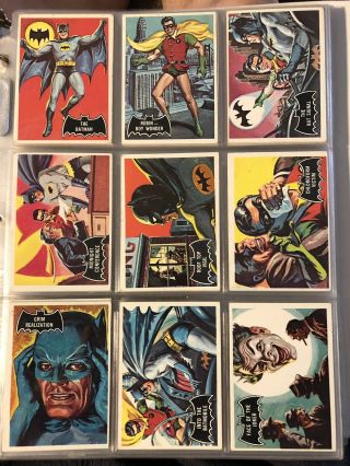 Complete Set Of 1966 Topps Batman Trading Cards Black Bat Set.