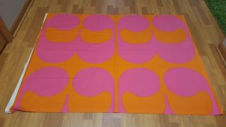 Awesome Rare Vintage Mid Century Retro 70s Tampella Org Pink Pop Art Fabric Wow