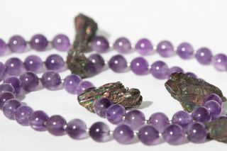 Exclusive Prayer Mala 108 Beads 10mm Amethyst Grade A and Pyrite Gemstones 2