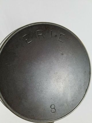 Pre - Griswold ERIE No.  8 Cast Iron Skillet,  Heat Ring w/ Star Logo Marking 3