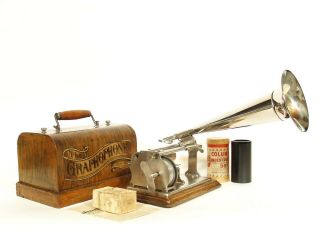 1900 Columbia Q Cylinder Phonograph W/nickel Horn & Q Reproducer