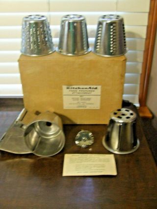 Vintage Hobart Kitchenaid Rotor Slicer Shredder Rvs Metal Attachment W/ Org Box