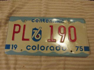 1975 Colorado Centennial License Plate,  Pl 190,  Low Number (fc - 307)