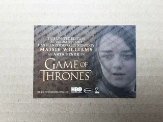 Game of Thrones Valyrian Steel Gold Maisie Williams as Arya Stark Autograph Card 2